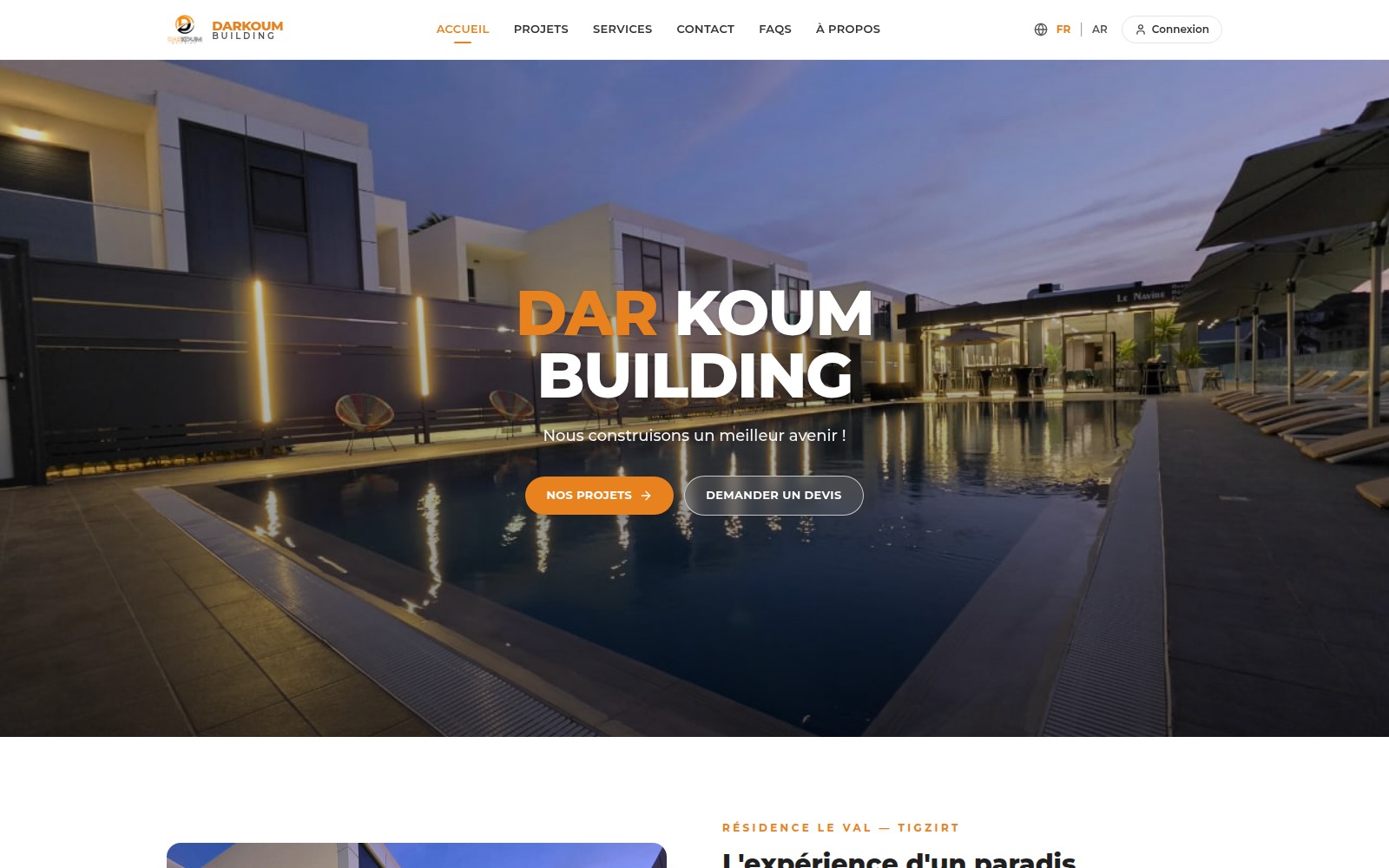 Page d’accueil du site Darkoum Building