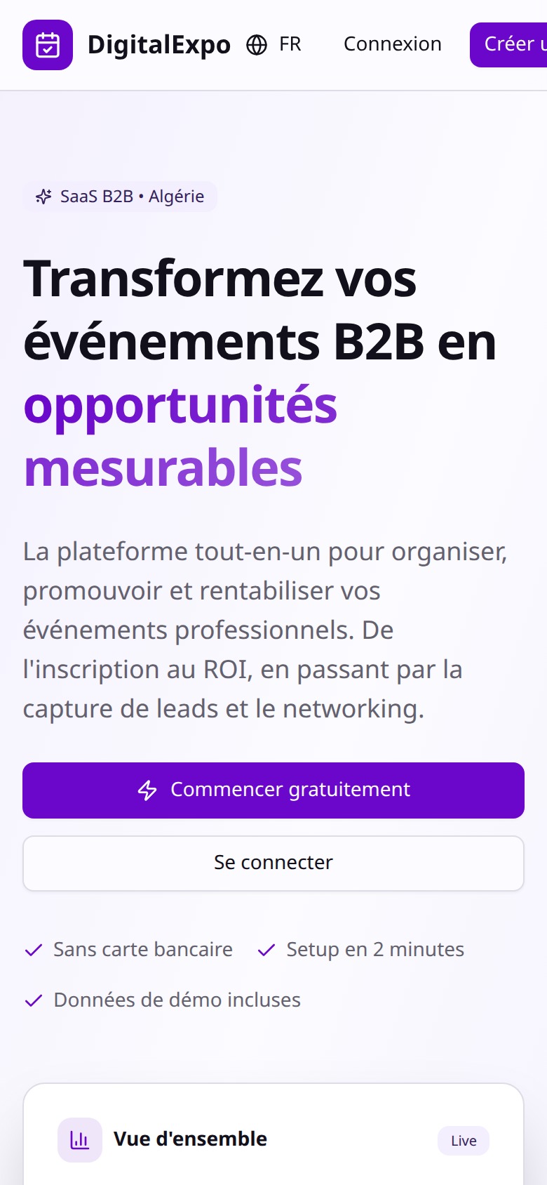 Aperçu mobile du site DigitalExpo