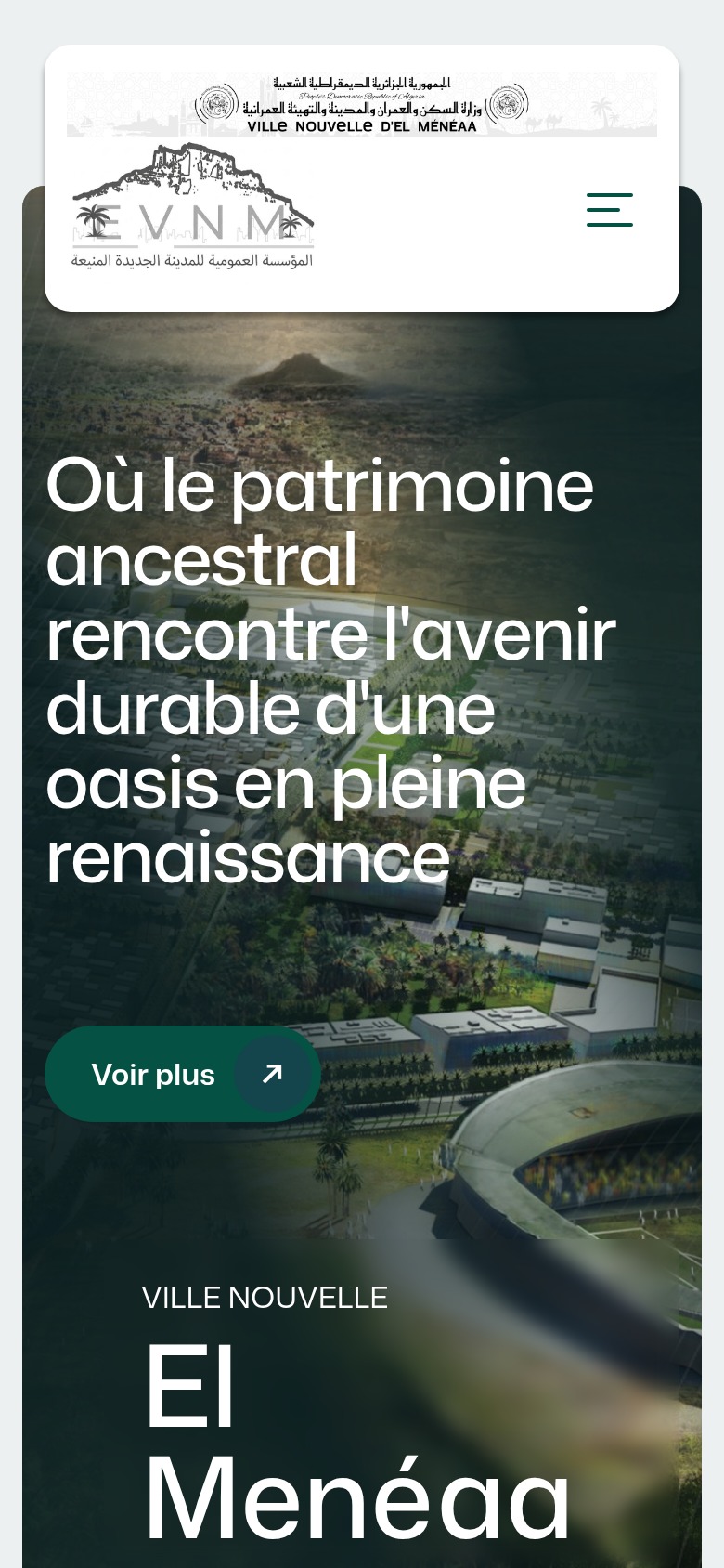 Aperçu mobile du site Ville nouvelle El Ménéaa