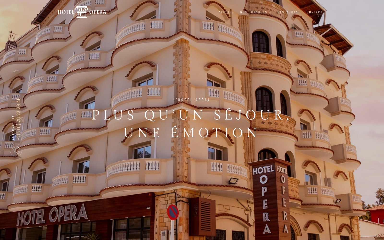 Page d’accueil du site Hôtel Opera