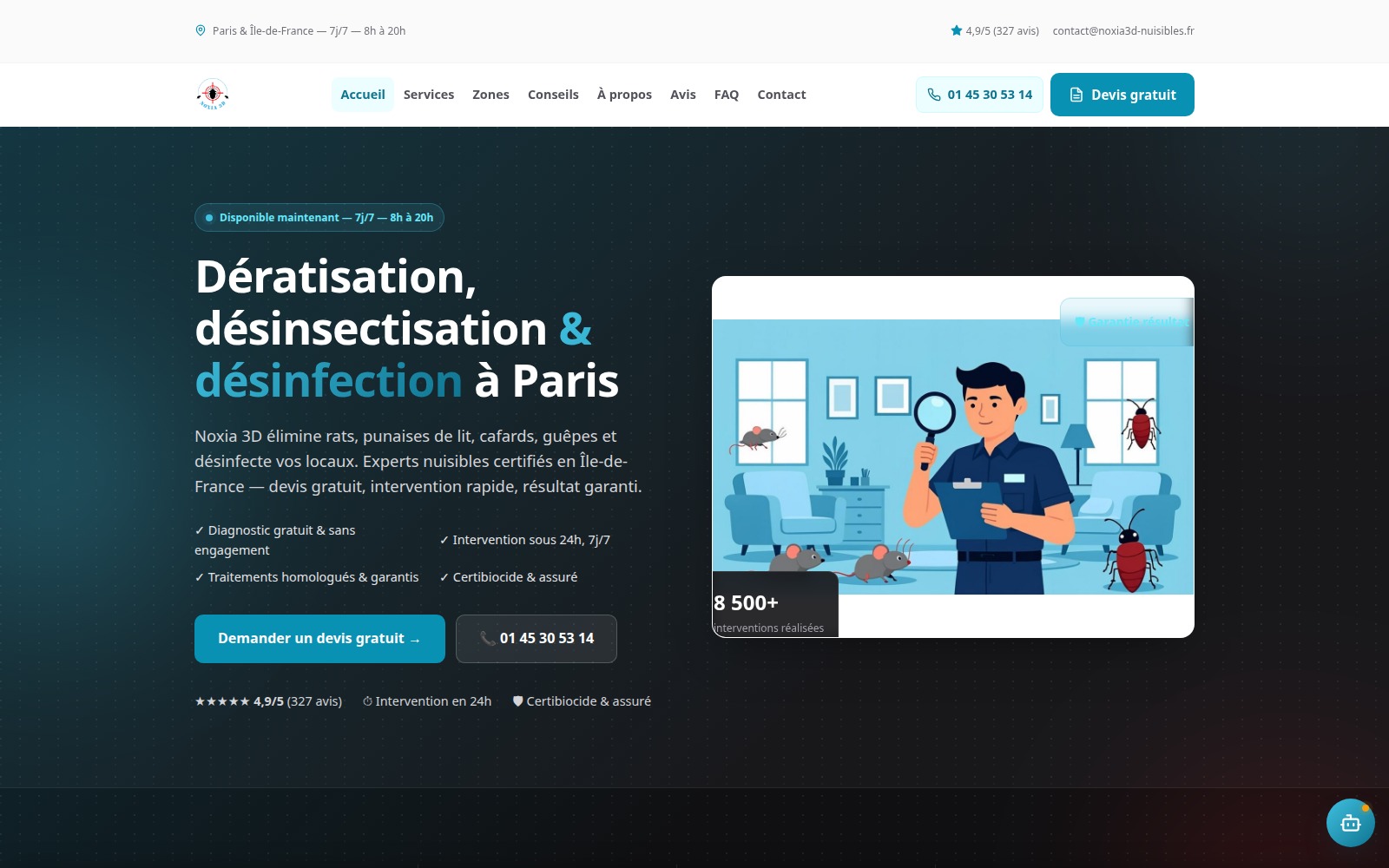 Page d’accueil du site Noxia 3D