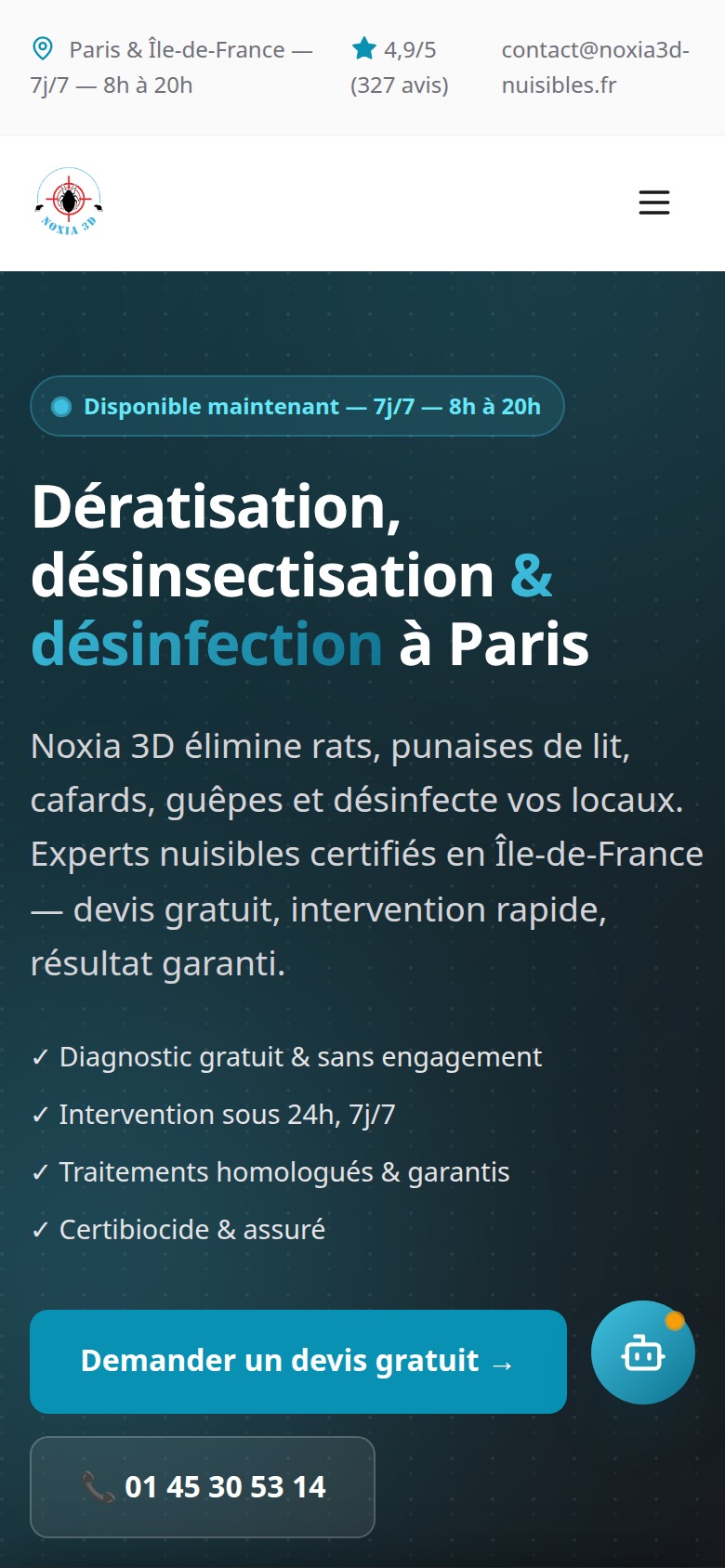 Aperçu mobile du site Noxia 3D