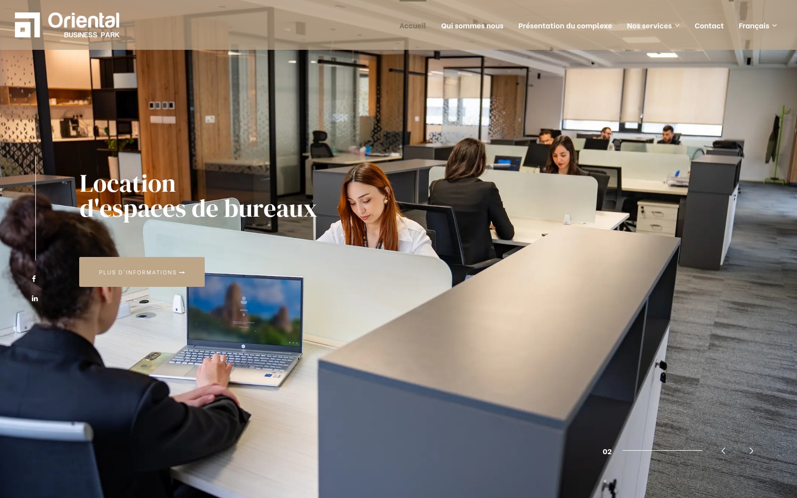 Page d’accueil du site Oriental Business Park