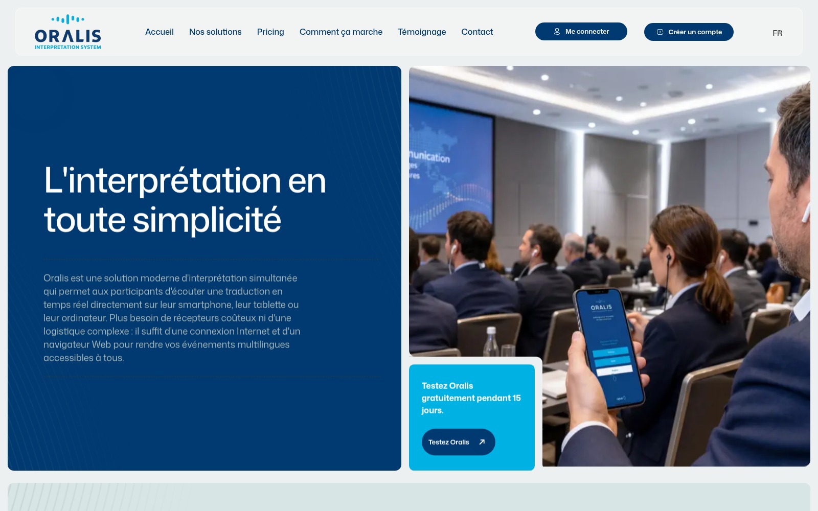 Page d’accueil du site Oralis