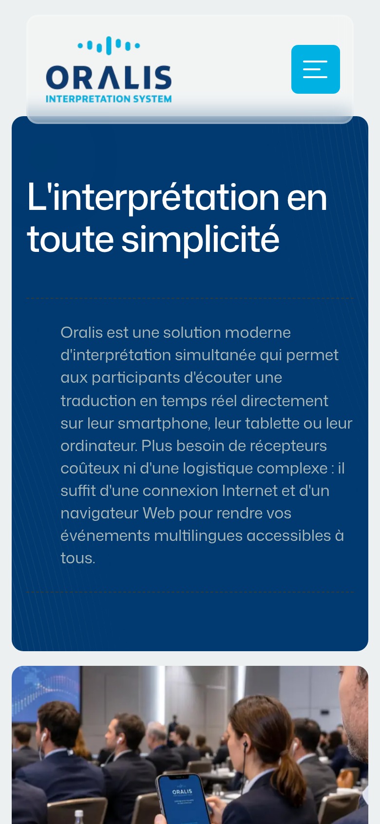 Aperçu mobile du site Oralis