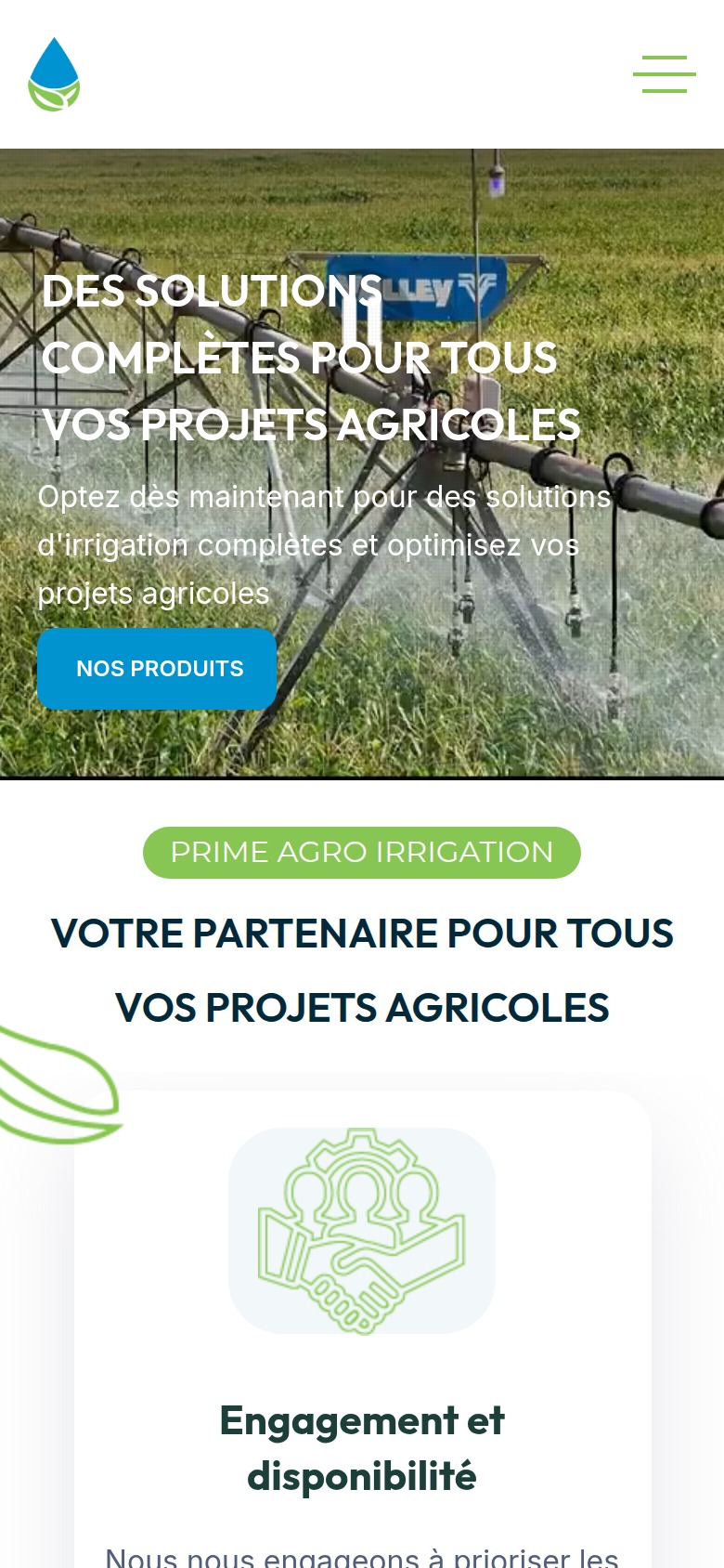 Aperçu mobile du site Prime Agro Irrigation