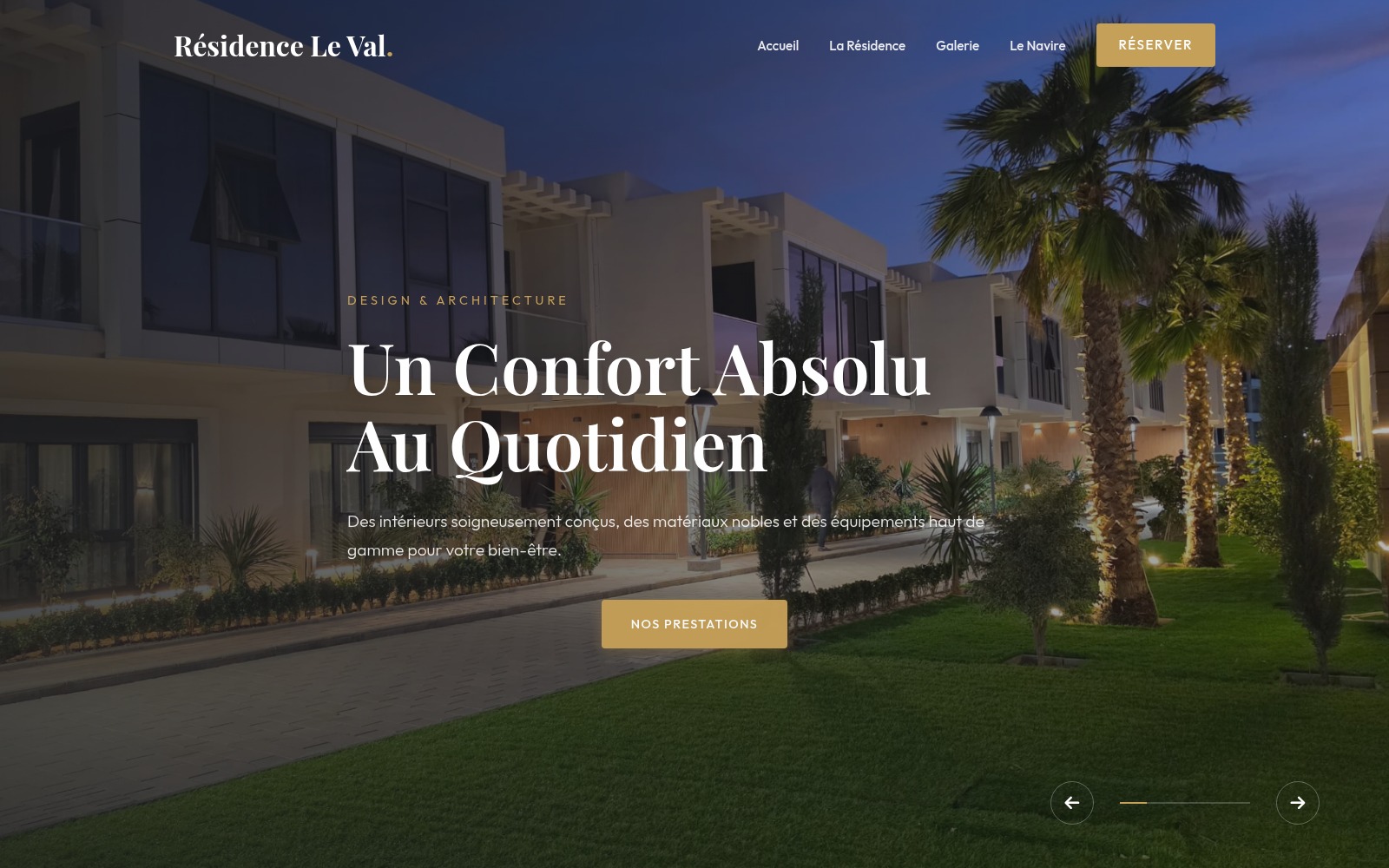 Page d’accueil du site Résidence Le Val