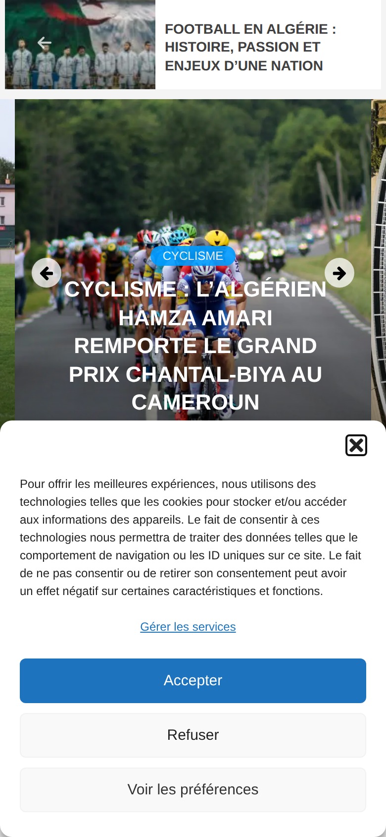 Aperçu mobile du site Sport Algérie