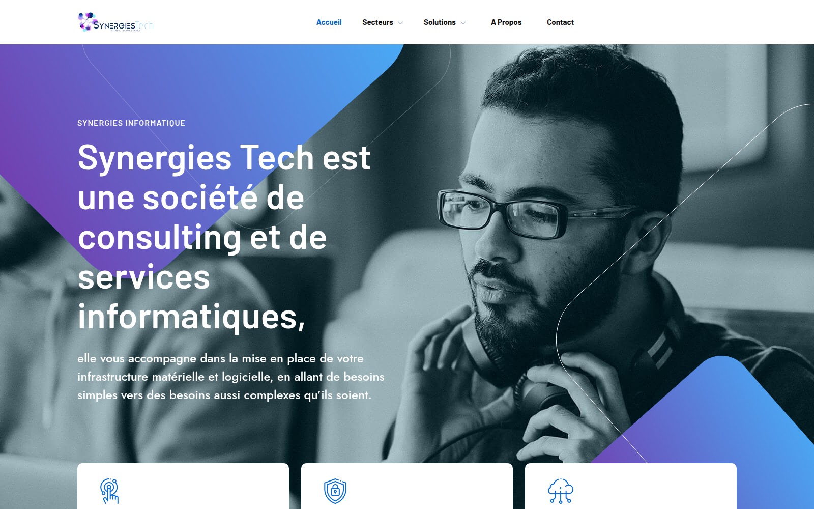 Page d’accueil du site Synergies Tech