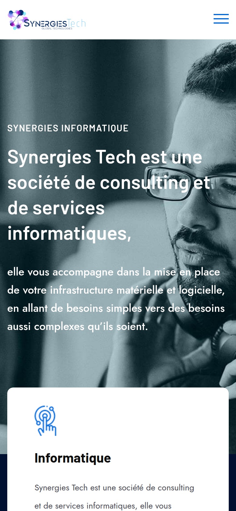 Aperçu mobile du site Synergies Tech