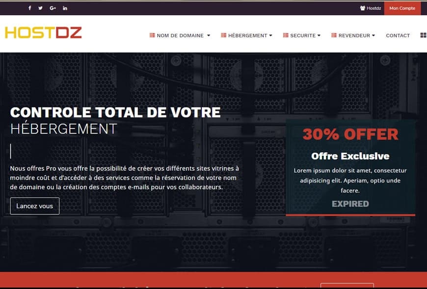 Page d’accueil du site Hostdz